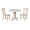 International Concepts 36 in.Round Extension Dining Table with 12 in.Leaf and 2 Dining Chairs in Unfinished - 3 Piece Set K-36RXT-23B-C61-2 - alternate 1